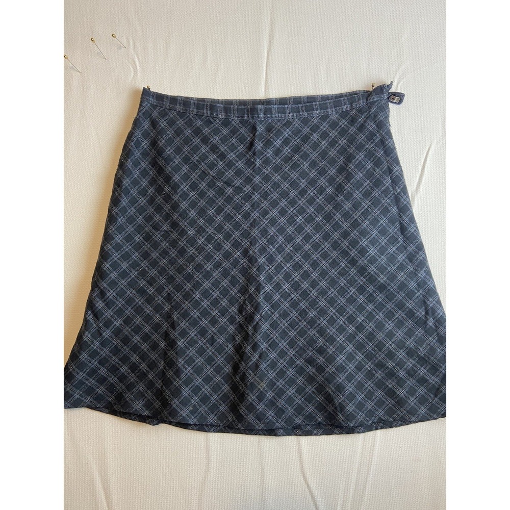Abercrombie & Fitch Black Plaid Wool Blend A-Line Skirt Size 8 Side Zipper Lined